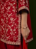 HU Studios Karam Collection Lawn Embroidered Stitched 2-Piece Suit-Red