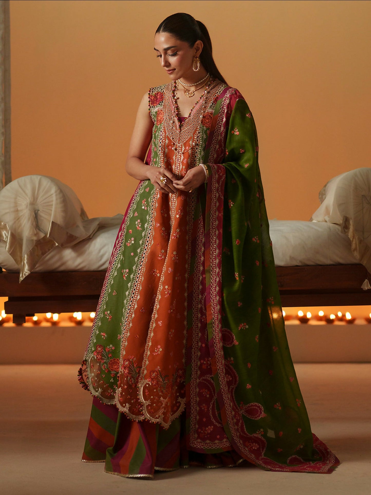 Binilyas Mashriq Luxury Lawn'26 Embroidered Unstitched 3-Piece Suit-D-114-B