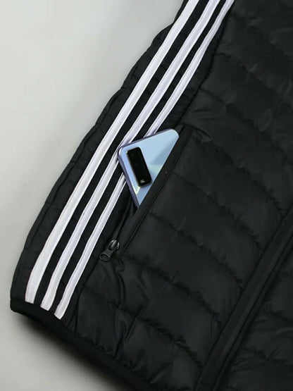 Funky 3 Stripes Signature Logo Premium Quilted Bomber Jacket For Men-14893