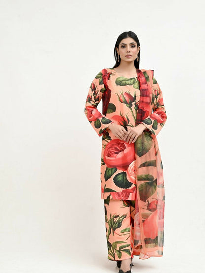 Imran Aftab Valentine's Day Raw Silk Printed Stitched 3-Piece Suit-IAVD 05