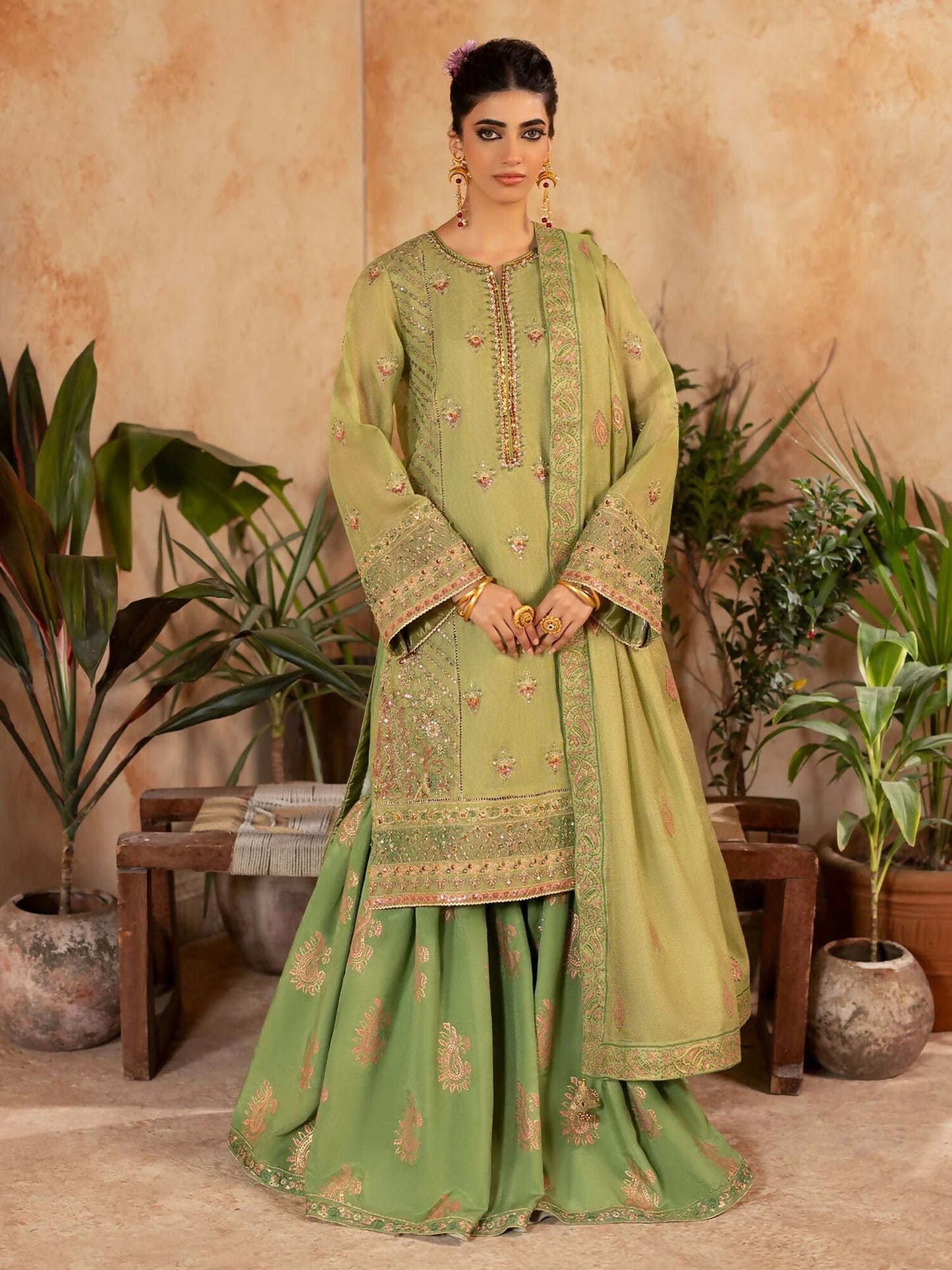 Shurooq Kanpur 1912 Net Embellished Gharara-Moti Mahal