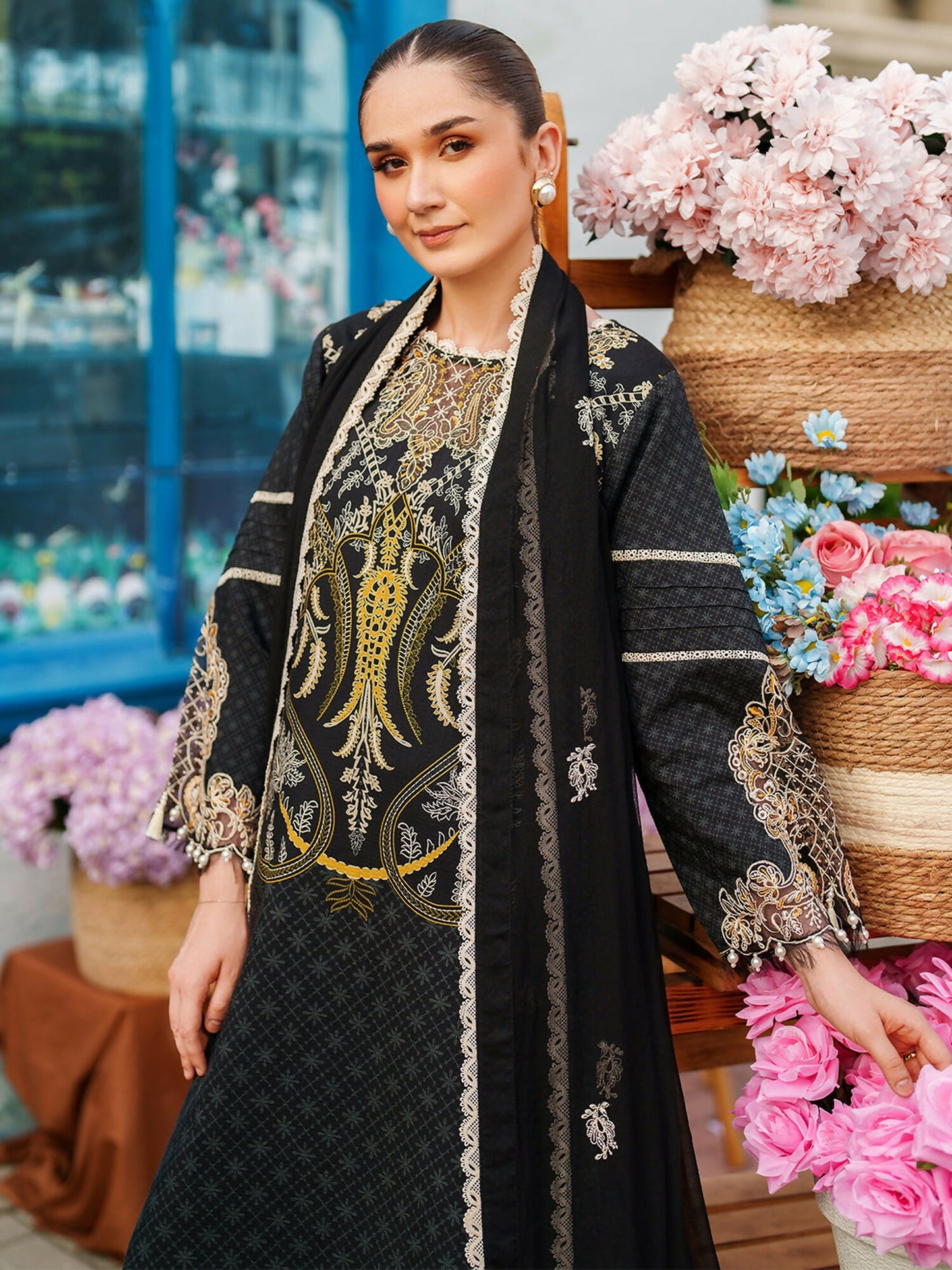 Parishay Ivy Bloom Viscose Embroidered Stitched 3-Piece Suit-IW-10