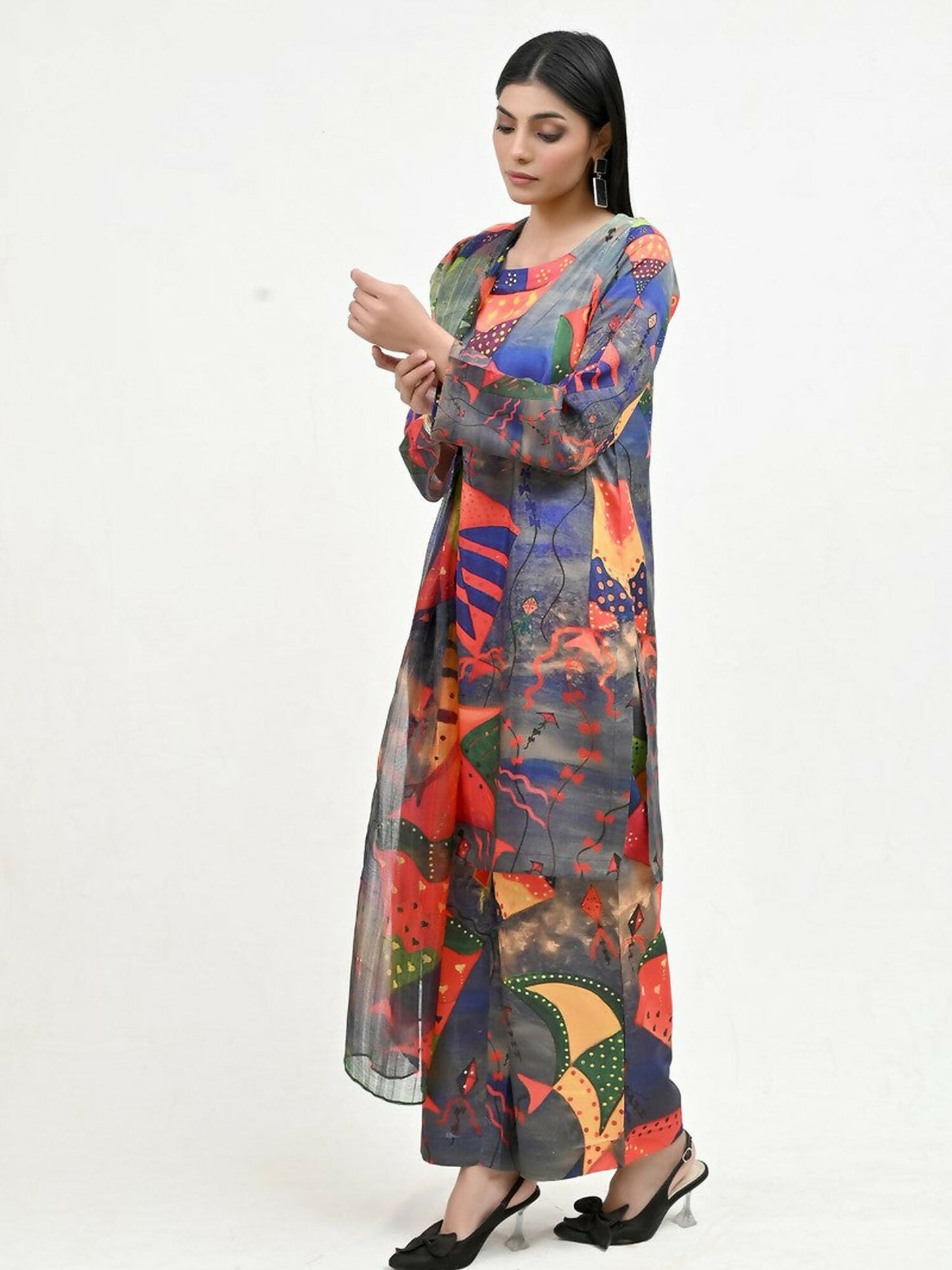Imran Aftab Basant Mela Raw Silk Printed Stitched 3-Piece Suit-IARP 05