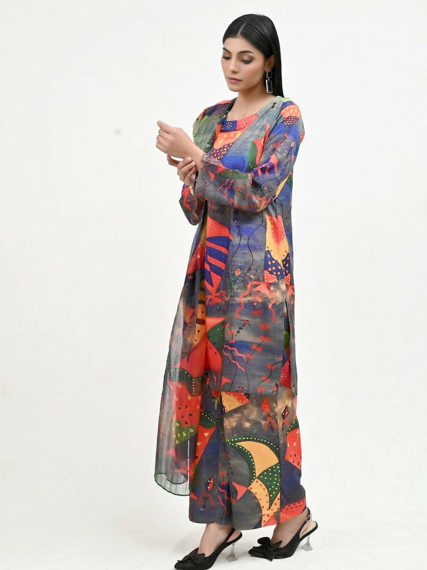 Imran Aftab Basant Mela Raw Silk Printed Stitched 3-Piece Suit-IARP 05