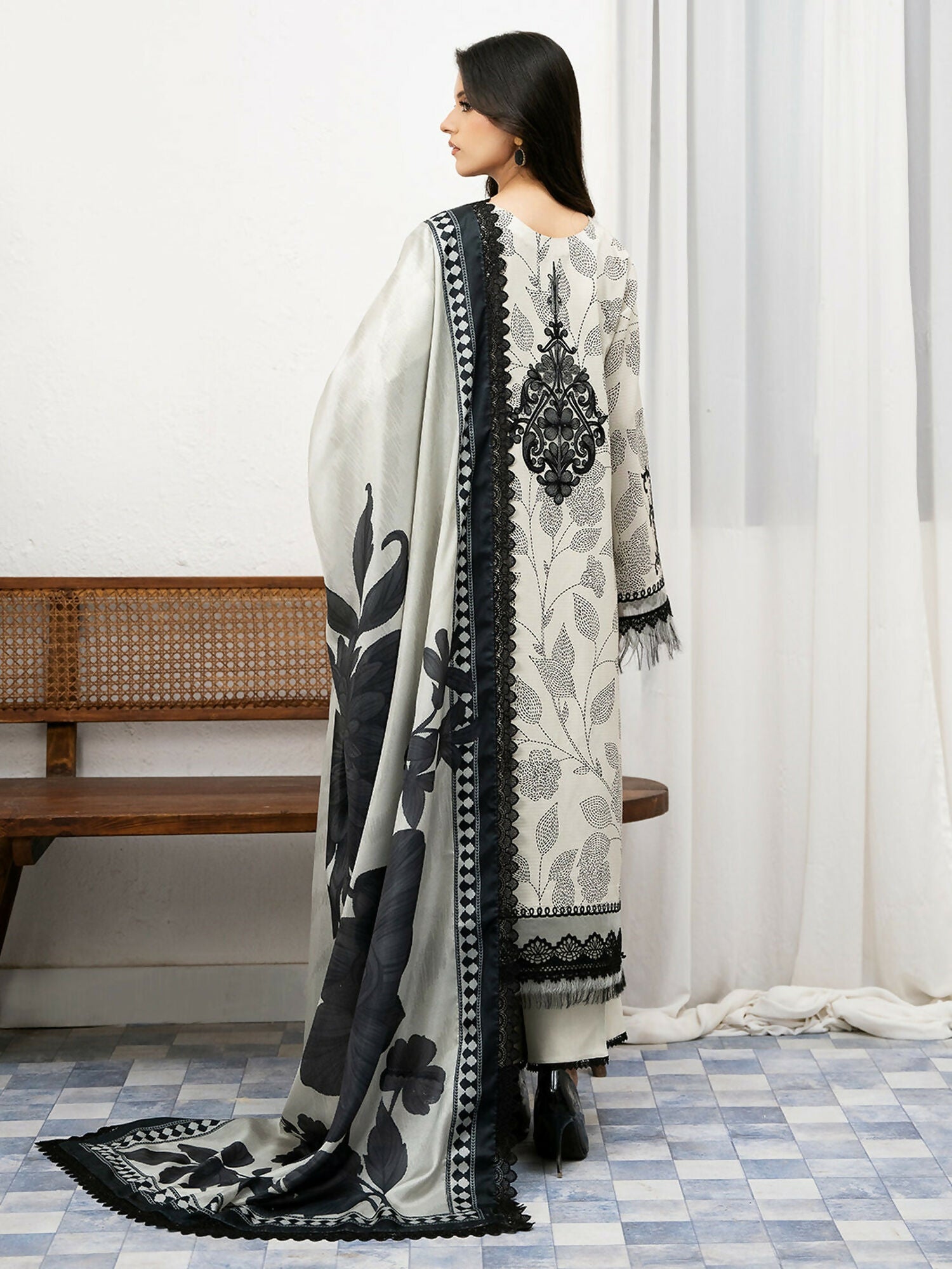 Binilyas Viscose Embroidered Unstitched 3-Piece Suit-73-B