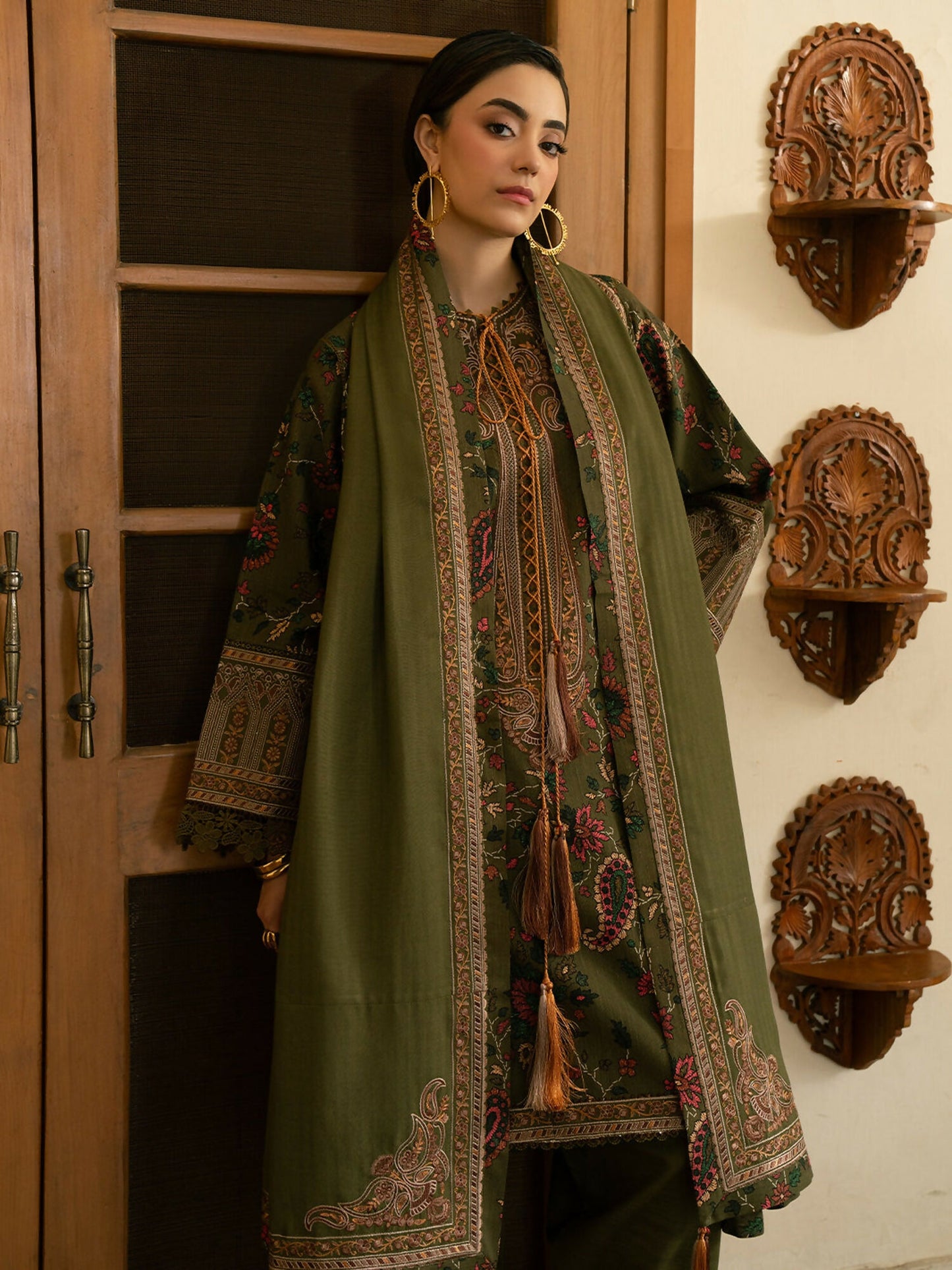 Binilyas Gulrukh Khaddar Embroidered Unstitched 3-Piece Suit-67-B