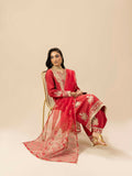 Shurooq Garden Of Dreams Silk Embellished Stitched 3-Piece Suit-Crimson