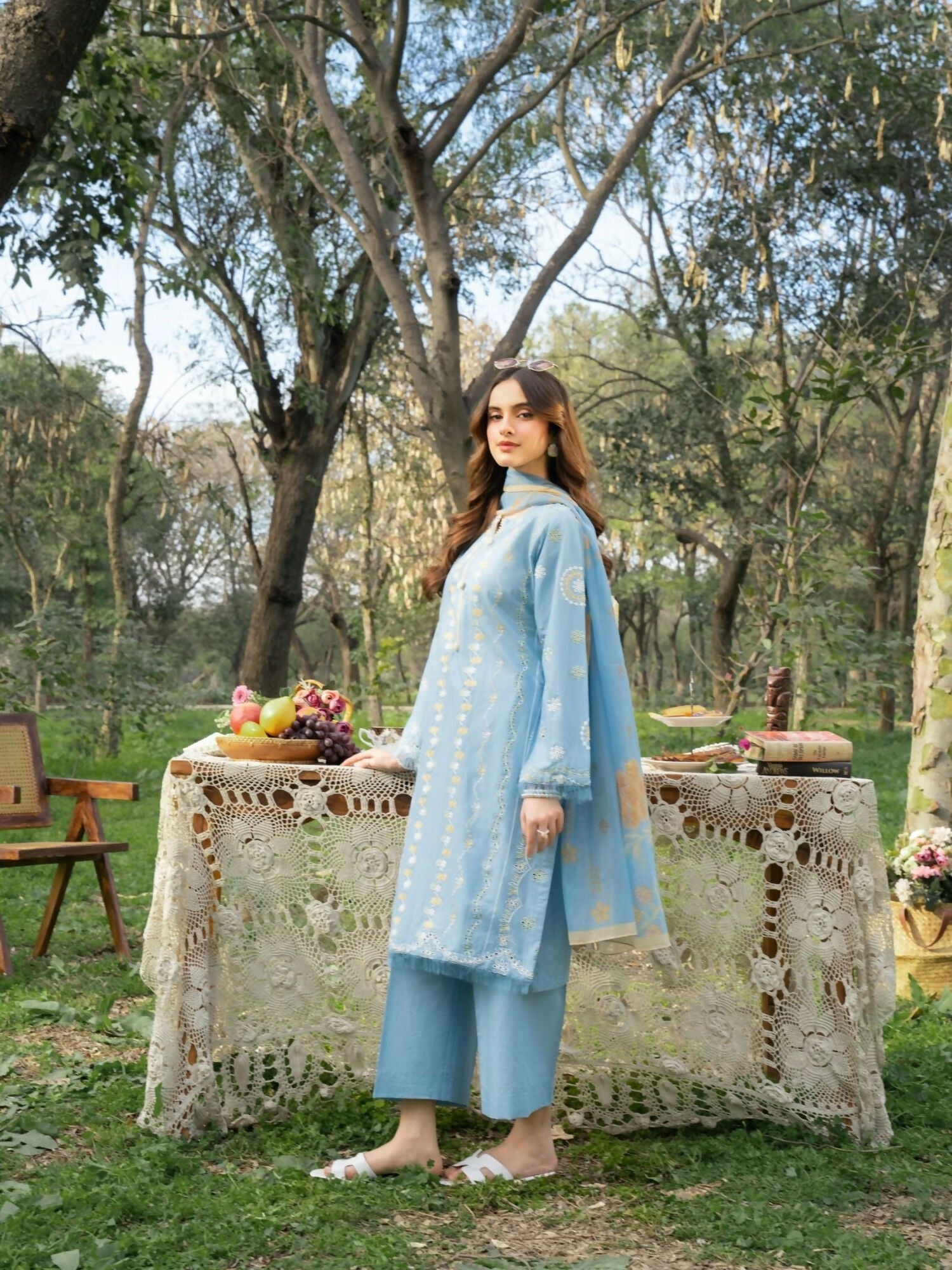 Panache Apparel Serenity Cotton Lawn Embroidered Stitched Suit-Purity