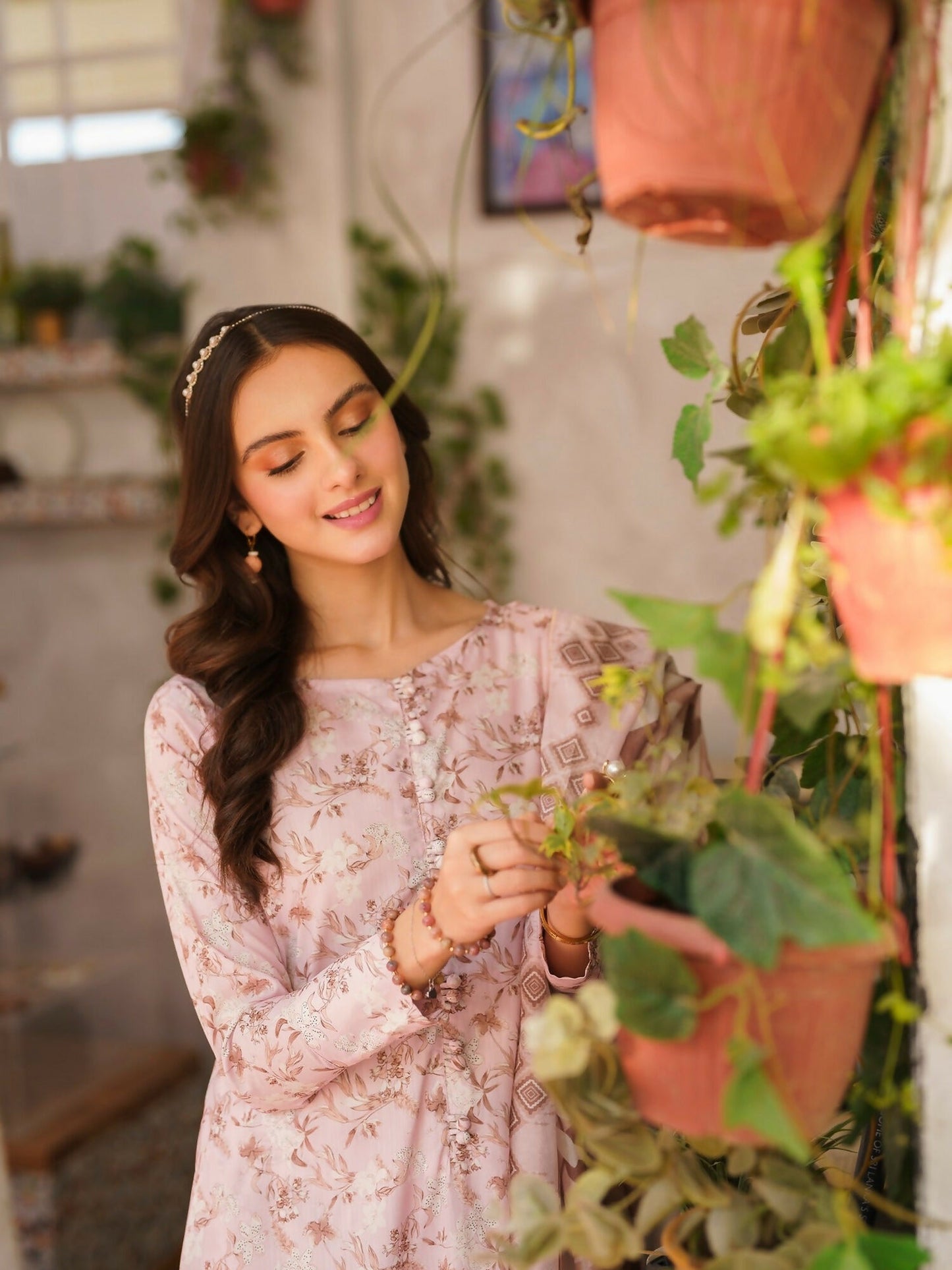 Panache Apparel Daily Essentials RTW Cambric Printed Stitched 3-Piece Suit-Flamingo