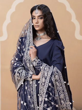 Hemstitch Raw Silk Embroidered Stitched 3 Piece Suit Khayal