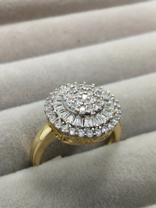 H&A Jewellery 18K Gold Polished Zircon Diamond Cluster Ring
