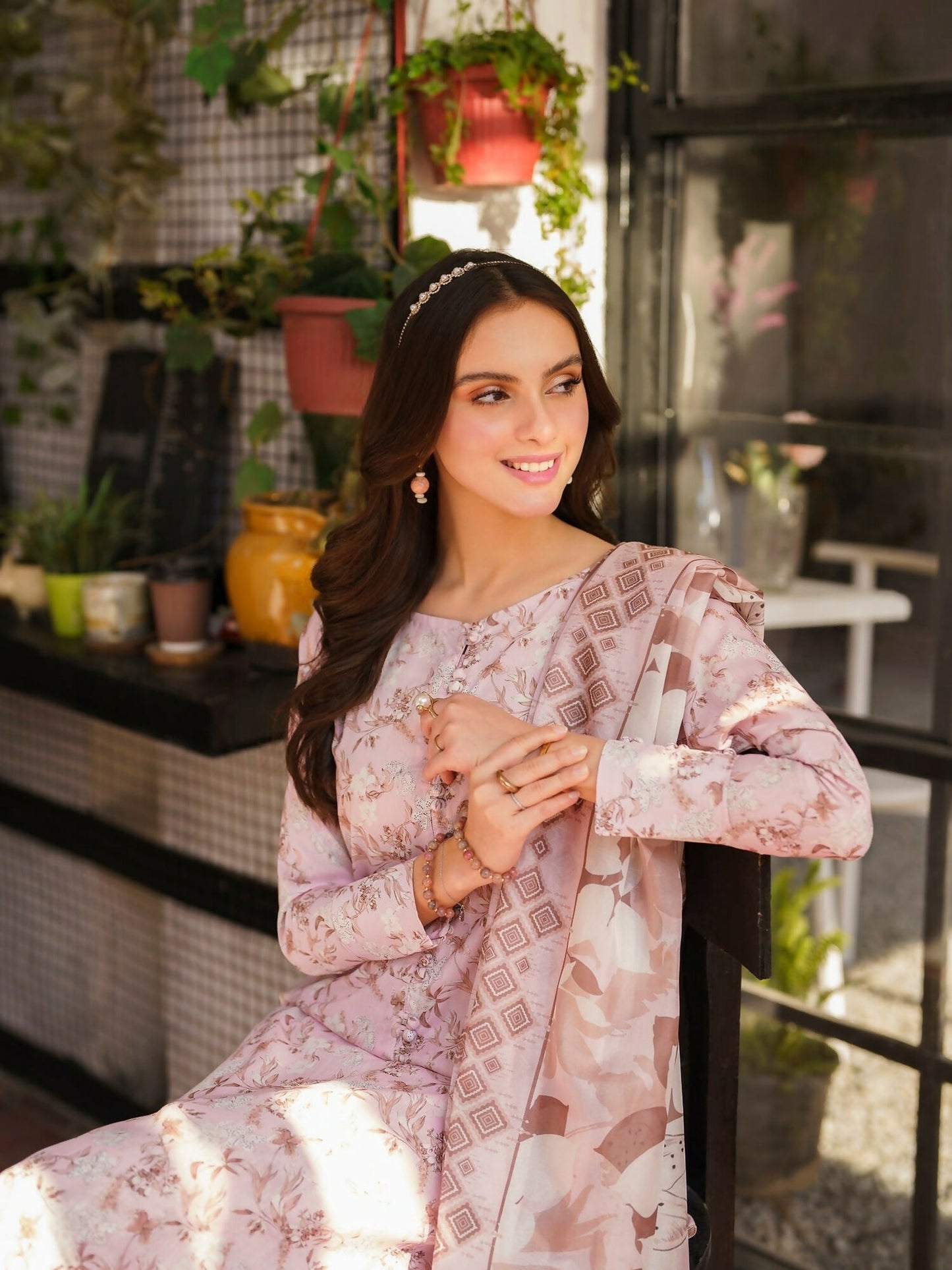 Panache Apparel Daily Essentials RTW Cambric Printed Stitched 3-Piece Suit-Flamingo