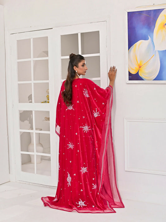 Farooq Hameed Studio Velvet Embroidered Kaftan Set-Misa