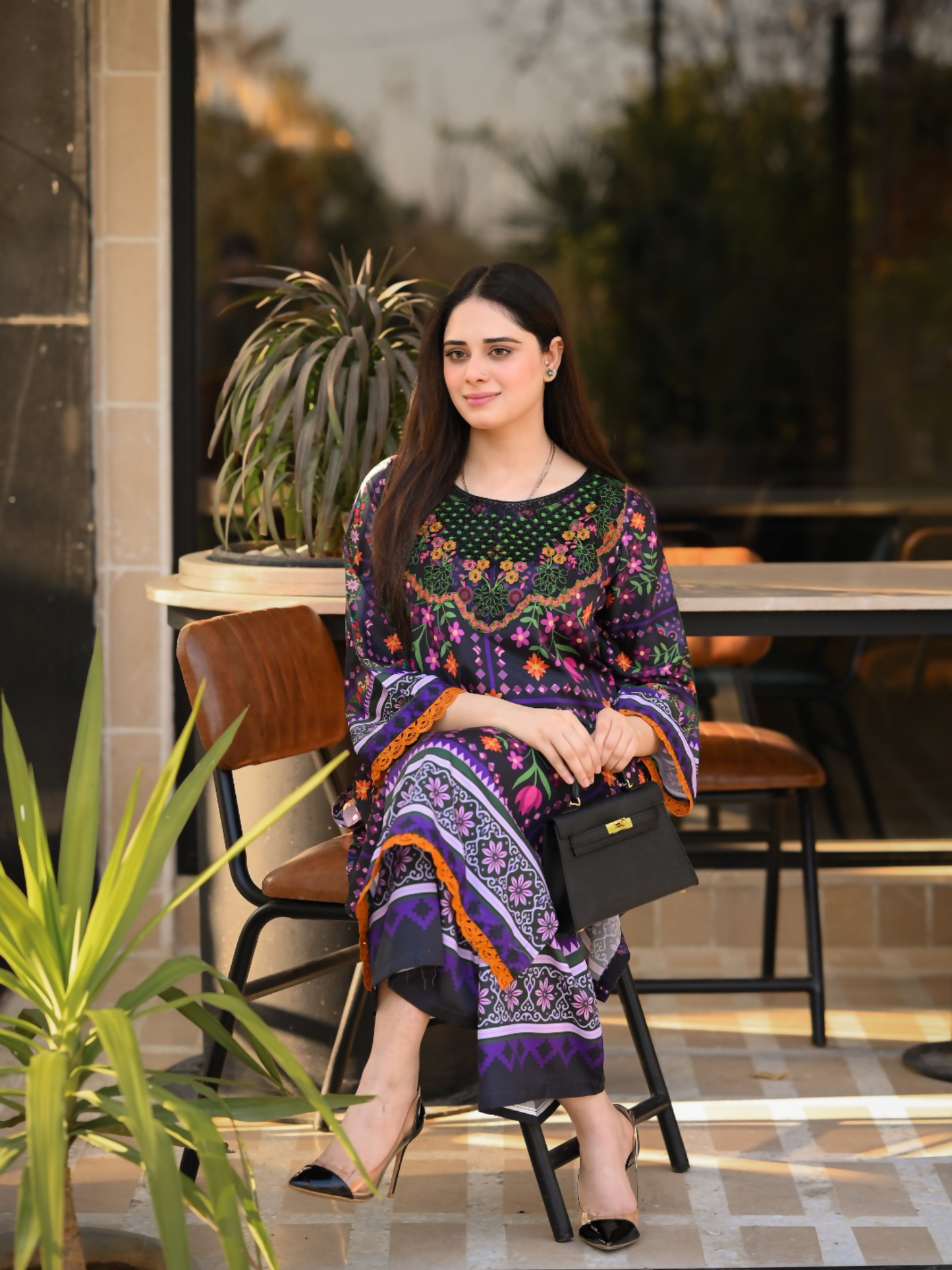 Tehzeeb Libas Poly Lawn Embroidered Co-Ord Set-Saya
