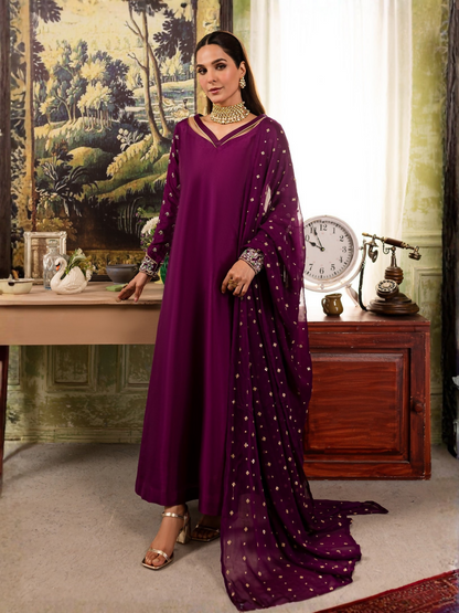 Allure By IH Raw Silk Embellished Stitched 3-Piece Suit-Anya