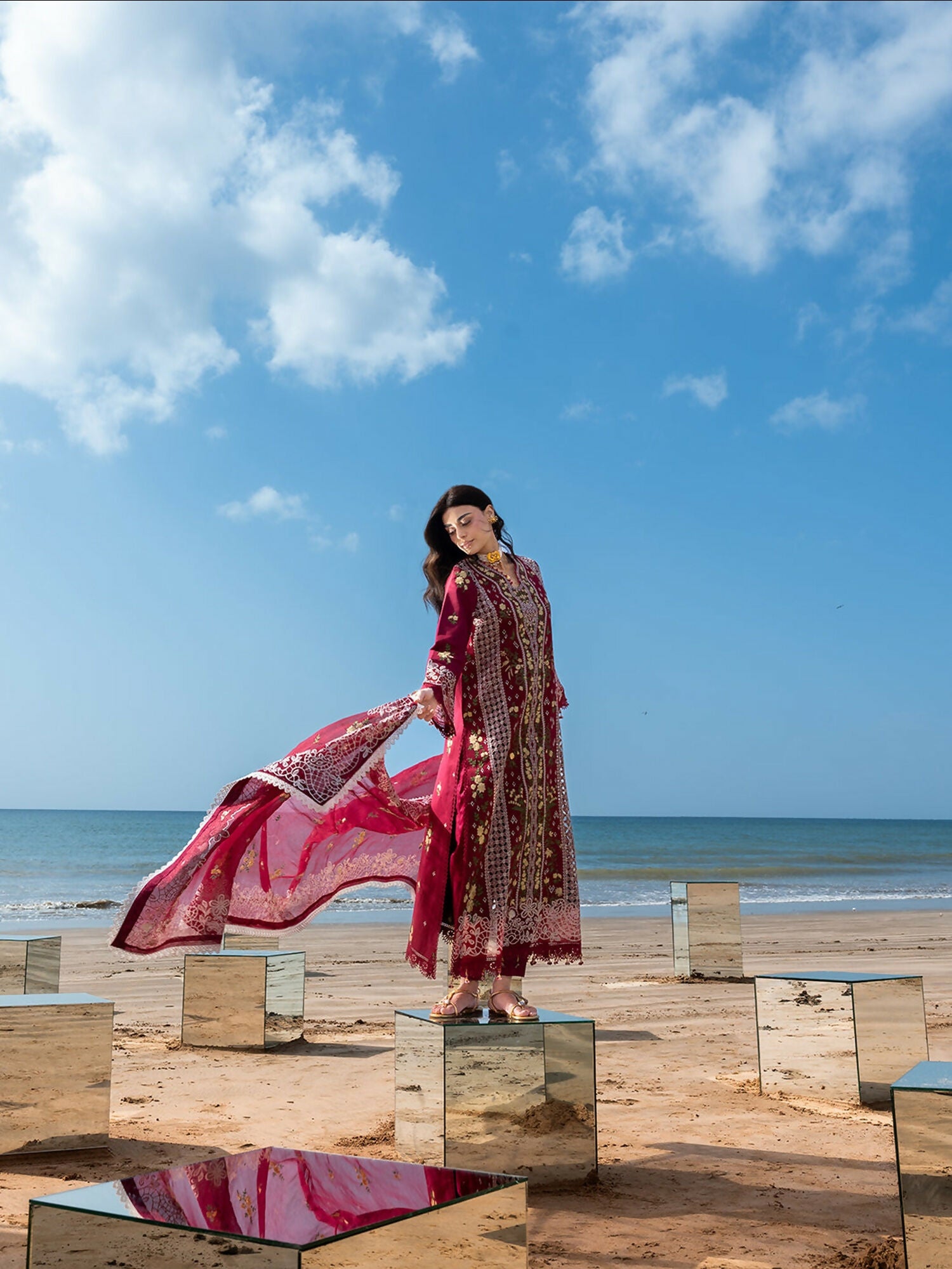 Mahnur Sirene Luxury Lawn'26 Embroidered Stitched 3-Piece Suit-S-11