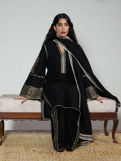 Jugnu by Hussain Rehar Karandi AW 25 - Edit III Embroidered Unstitched 3-Piece Suit-Tila