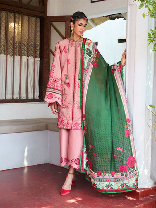 Light Pink Jugnu Lahore Luxury Cotton Embroidered Unstitched 3-Piece Suit-Ravi