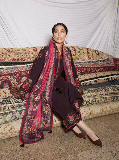 Jugnu by Hussain Rehar Karandi AW 25 - Edit III Embroidered Unstitched 3-Piece Suit-Bari