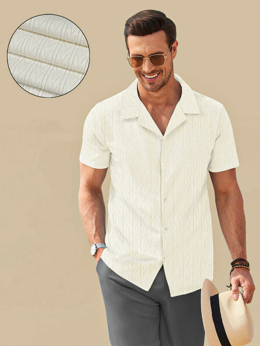 Men’s Jupiter self-textured cotton shirt with classic collar, button closure, and ribbed cuffs, offering a soft feel and modern Turkish-inspired design.