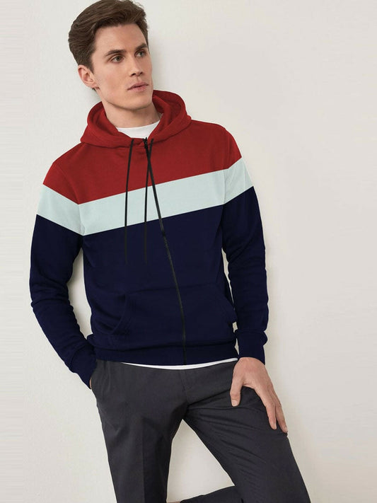 Green and Brown Jupiter Sterling Color Block Zip Up Unisex Hoodie-11923