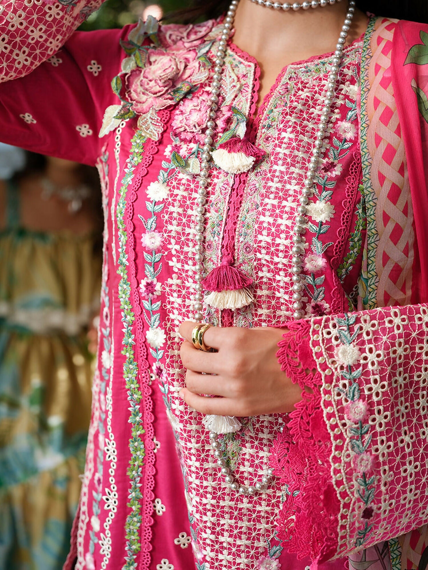 Mushq A Moi Luxury Lawn Embroidered Unstitched 3-Piece Suit-Blushing Rose