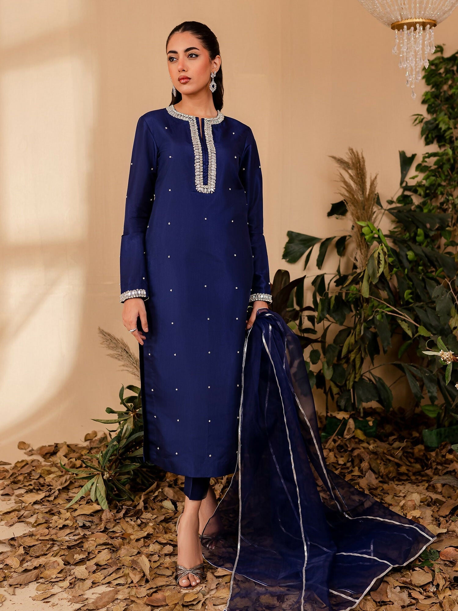 Allure By IH Raw Silk Embellished Stitched 3-Piece Suit-Naz