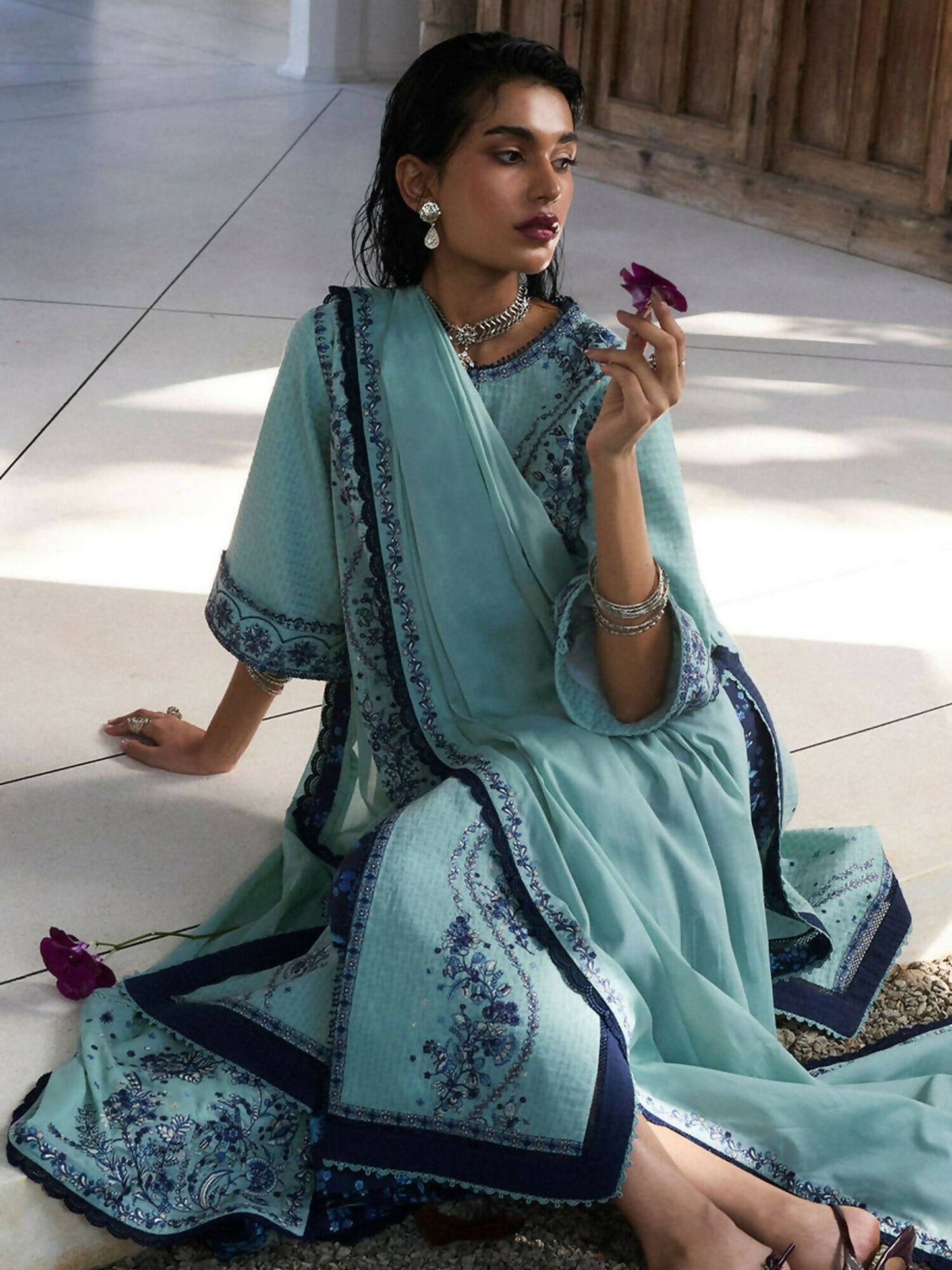 Hussain Rehar Pret SS'25 Lawn Embroidered Stitched 3-Piece Suit-Nesta