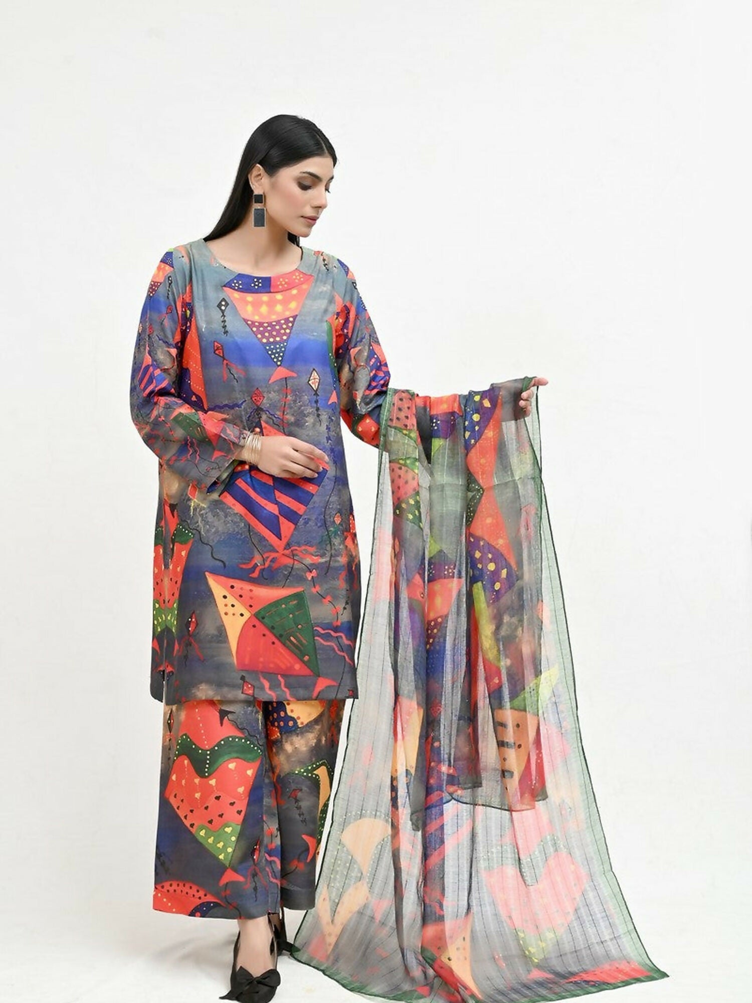 Imran Aftab Basant Mela Raw Silk Printed Stitched 3-Piece Suit-IARP 05