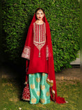 Hussain Rehar Luxury Pret Eid'23 Raw Silk Embellished Stitched 3-Piece Suit-Rose