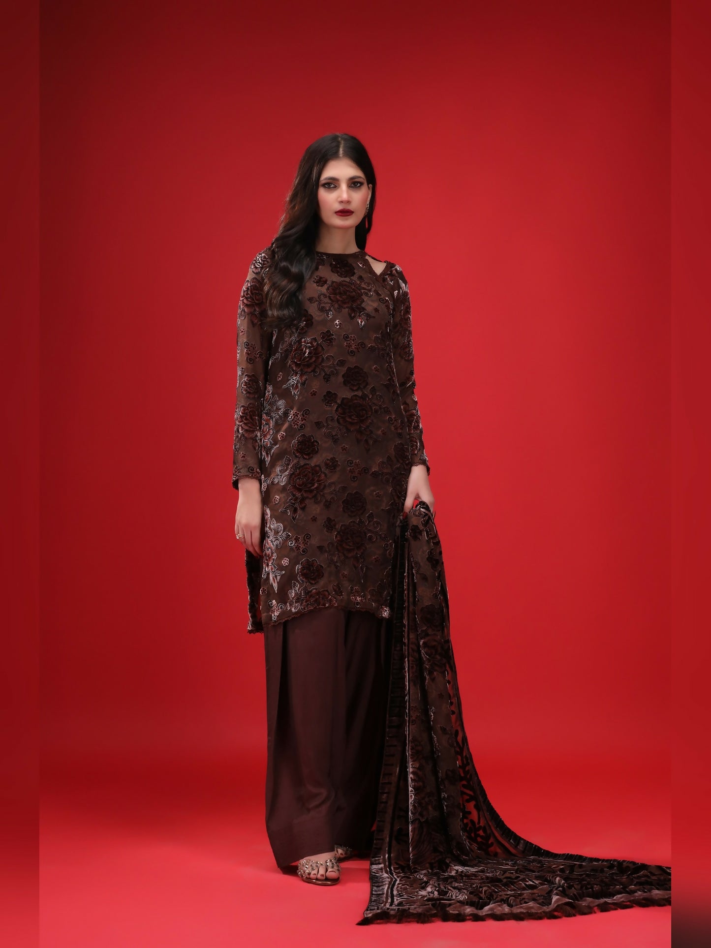 Noori Palachi Embossed Printed Unstitched 3-Piece Suit