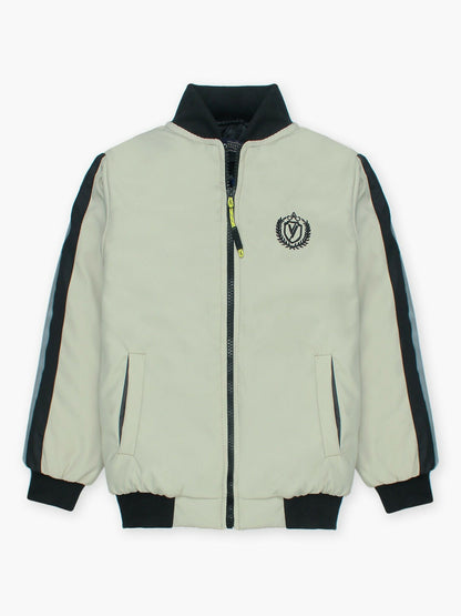 White and Black Velvour  Puffer Jacket-VJ46-A