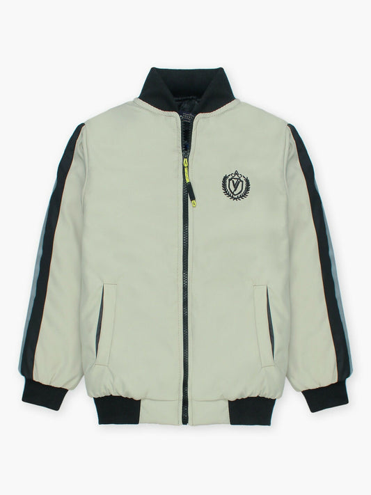 White and Black Velvour  Puffer Jacket-VJ46-A