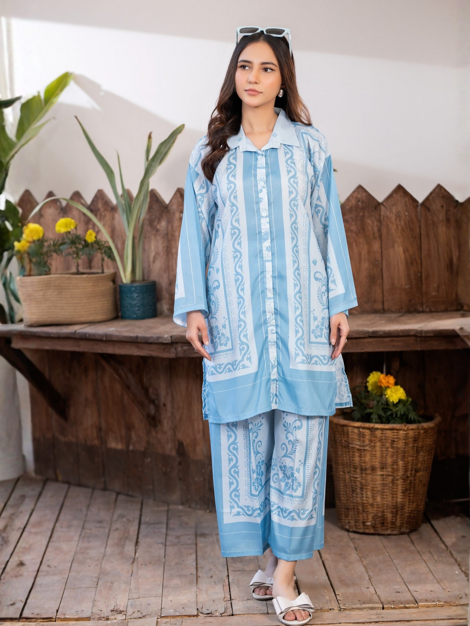 Panache Apparel Crepe De Luxe Crepe Printed Co-Ord Set-Twinset