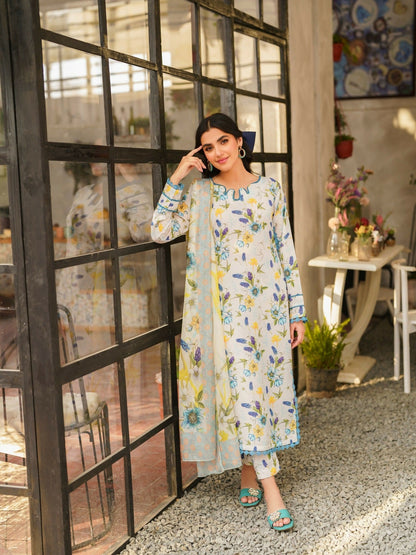 Panache Apparel Daily Essentials RTW Lawn Printed Stitched 3-Piece Suit-Willow