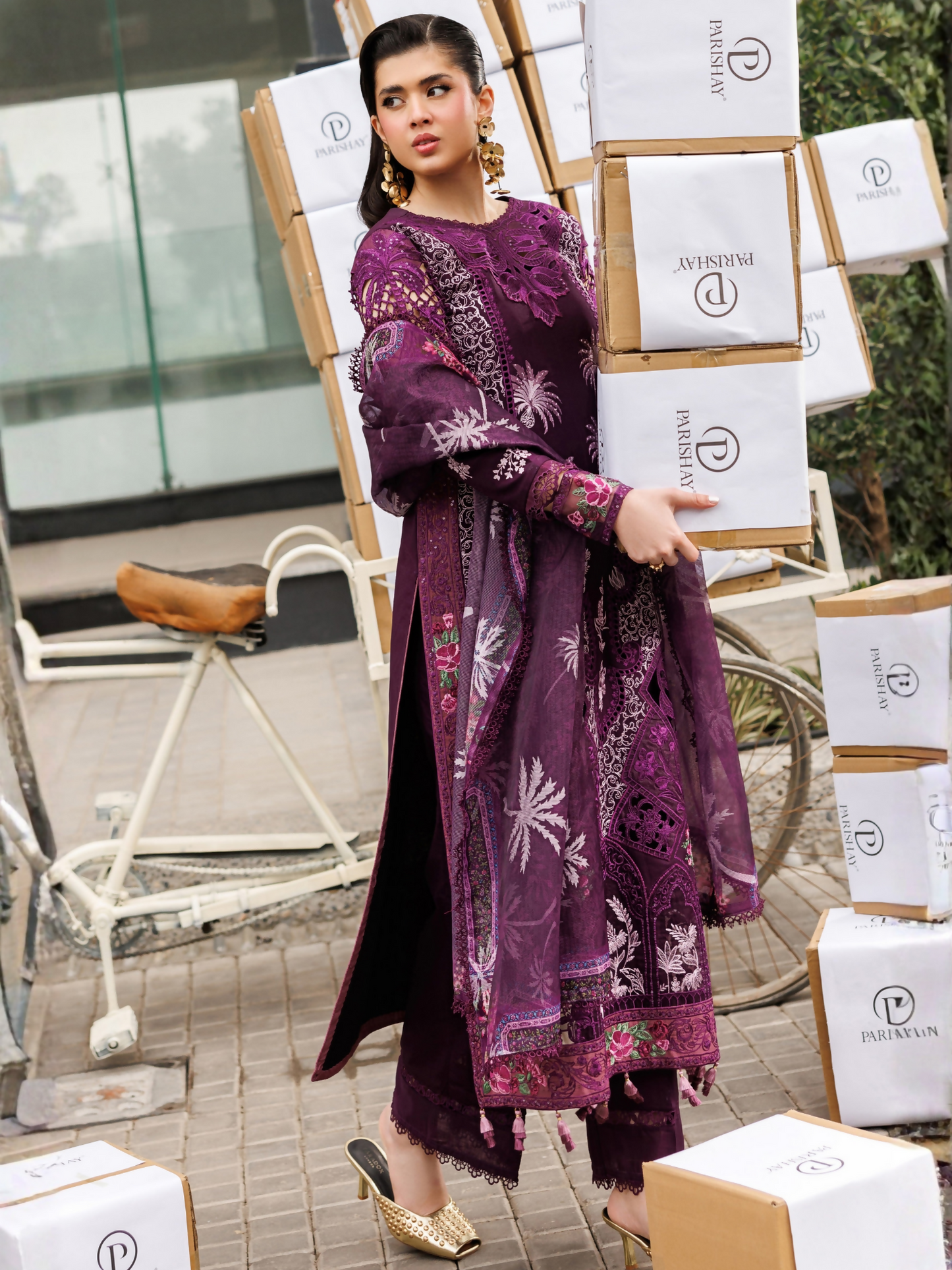 Parishay Monaco Luxury Lawn'26 Embroidered Unstitched 3-Piece Suit-MN-12
