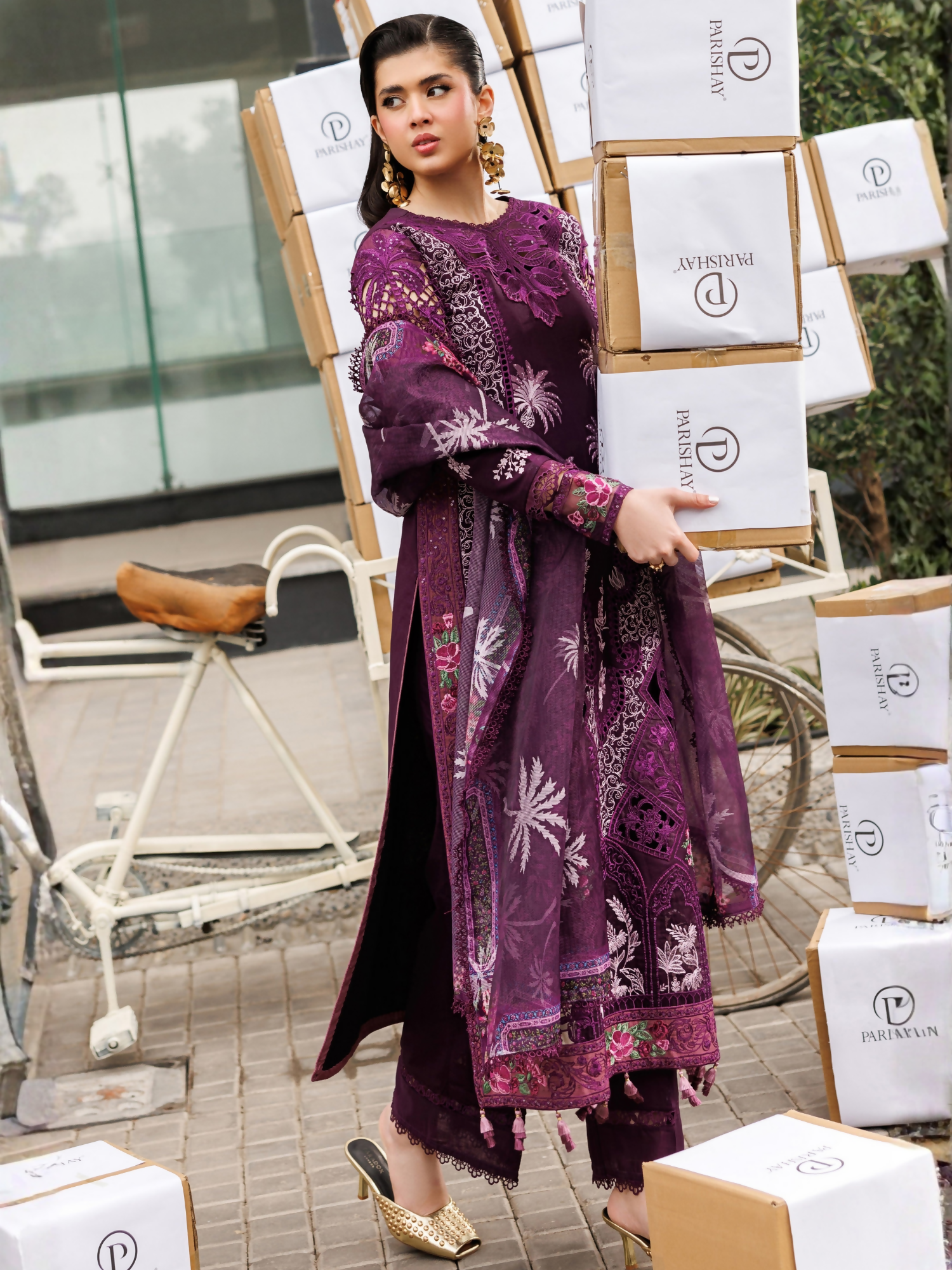 Parishay Monaco Luxury Lawn'26 Embroidered Unstitched 3-Piece Suit-MN-12