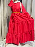 Kachy Dhaagy Cotton Tiered Maxi-Scarlet Red