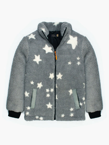 Grey Velvour Printed Puffer Jacket-VJ44-A