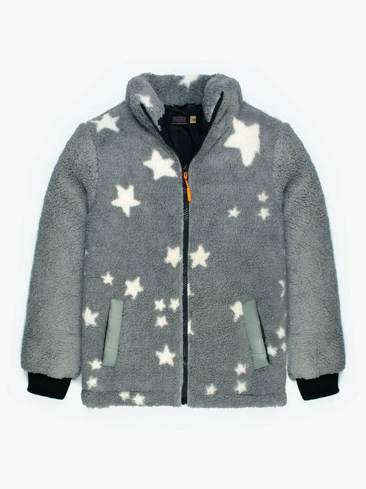 Grey Velvour Printed Puffer Jacket-VJ44-A