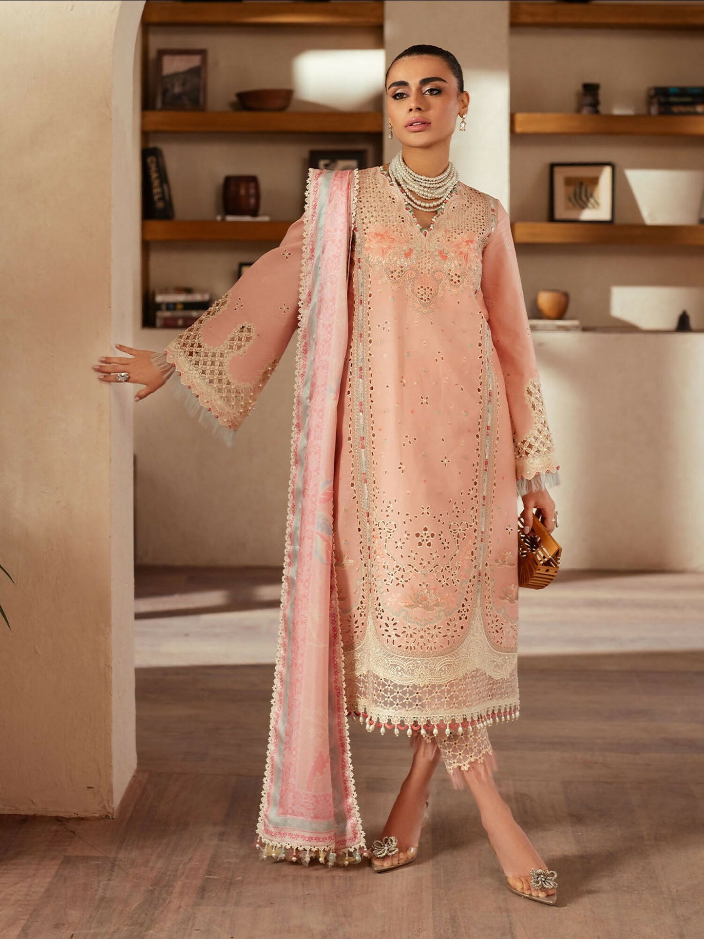 Binilyas Mehroze Lawn Embroidered Stitched 3-Piece Suit-91-B