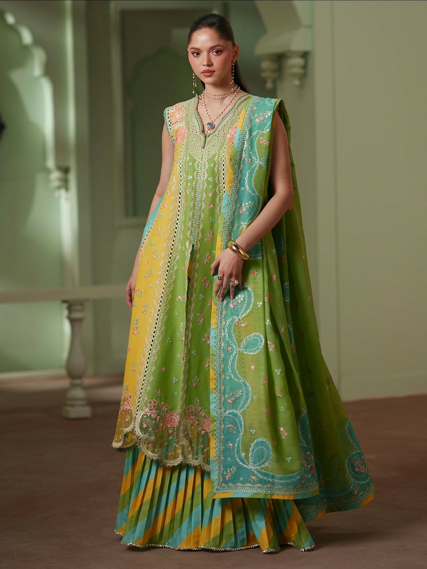 Binilyas Mashriq Luxury Lawn'26 Embroidered Unstitched 3-Piece Suit-D-114-A