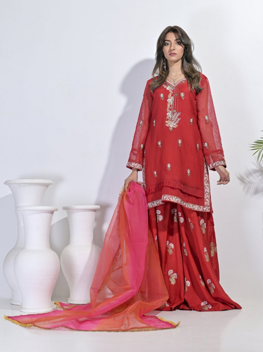 Ruby's Couture Festive Fall'25 Khadi Net Embellished Stitched Lehenga-Muntaha