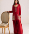 Allure By IH Silver Night Tussel Silk Embroidered Stitched 3-Piece Suit-Rose Wood