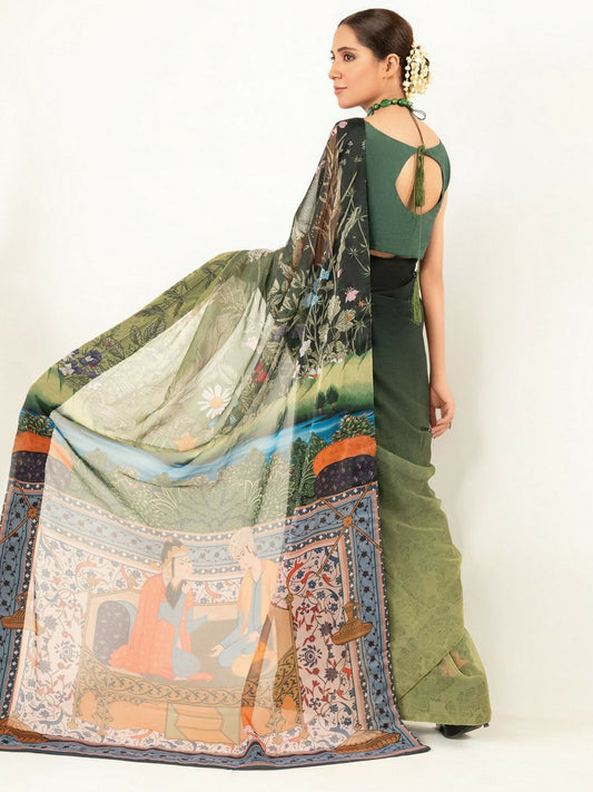 Imran Aftab Chiffon Printed Unstitched Saree-IASC 06