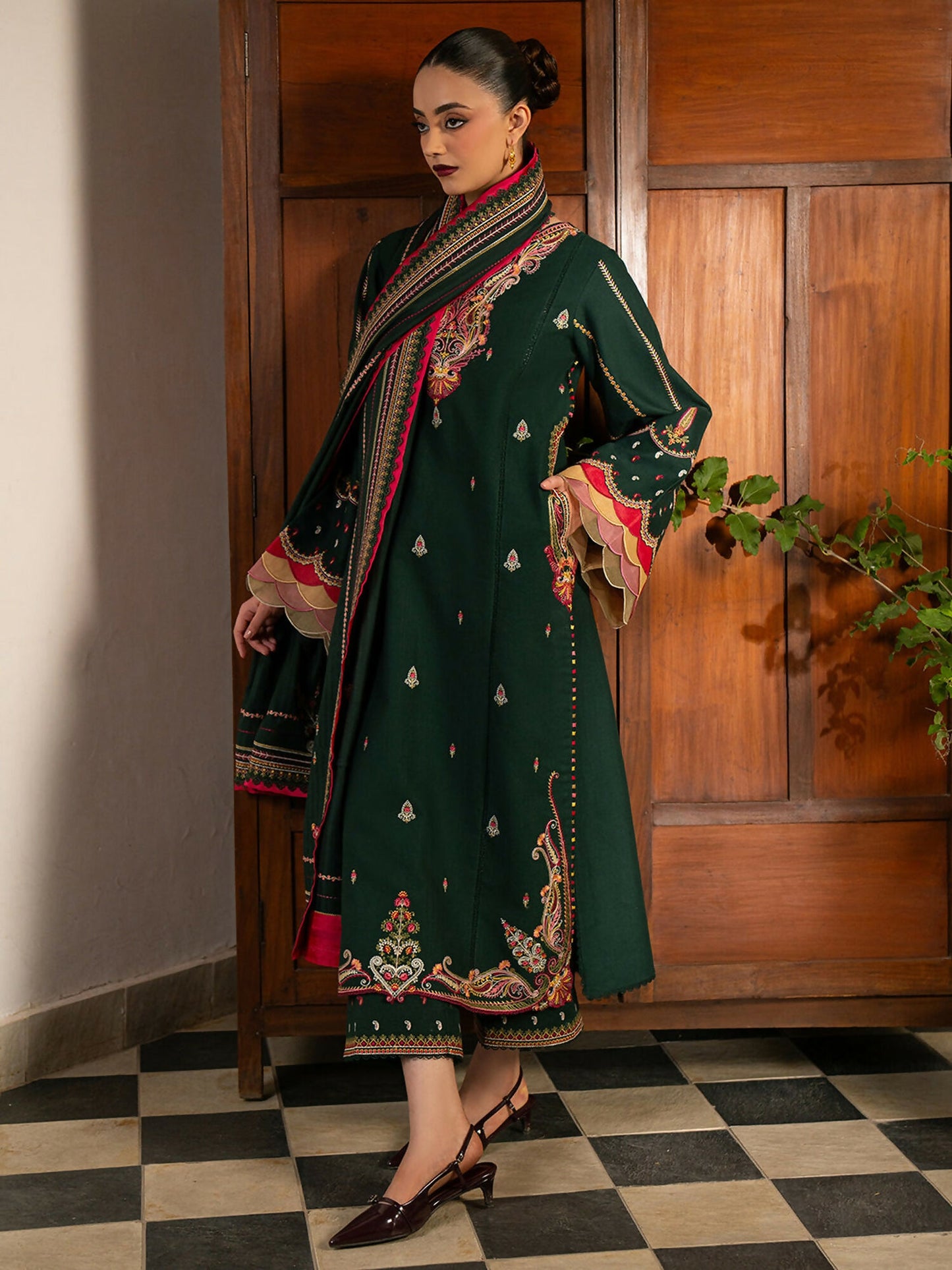 Binilyas Gulrukh Khaddar Embroidered Unstitched 3-Piece Suit-64-B