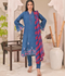 Ruby's Couture Panache Raw Silk Embroidered Stitched 3-Piece Suit-Blue Rush