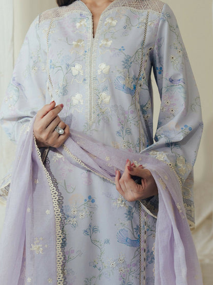 Afrozeh Day Break'26 Lawn Embroidered Unstitched 3-Piece Suit-DoveMist