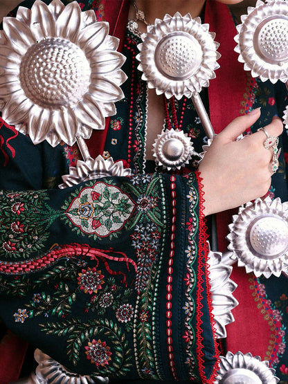 Jugnu By Hussain Rehar Khaddar'25 Embroidered Unstitched 3-Piece Suit-Rati