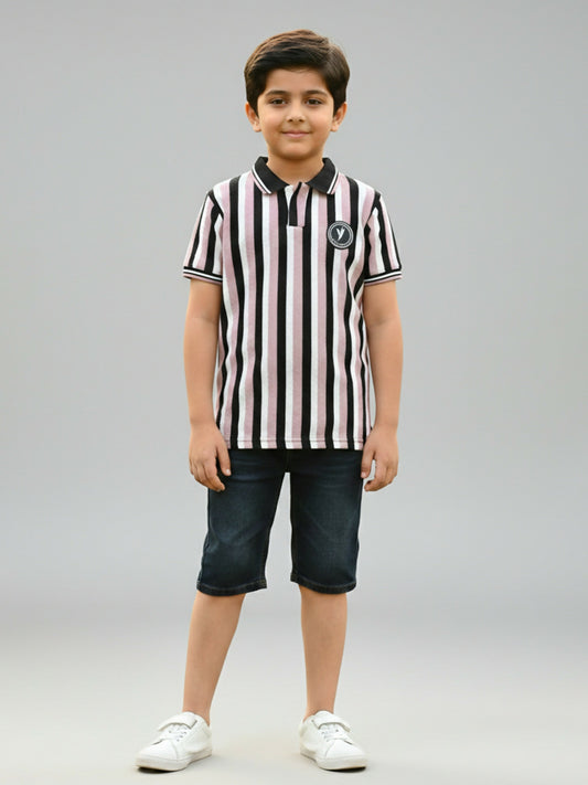 Velvour Boys Pique Tipping Collar Polo Shirt-VP16-C
